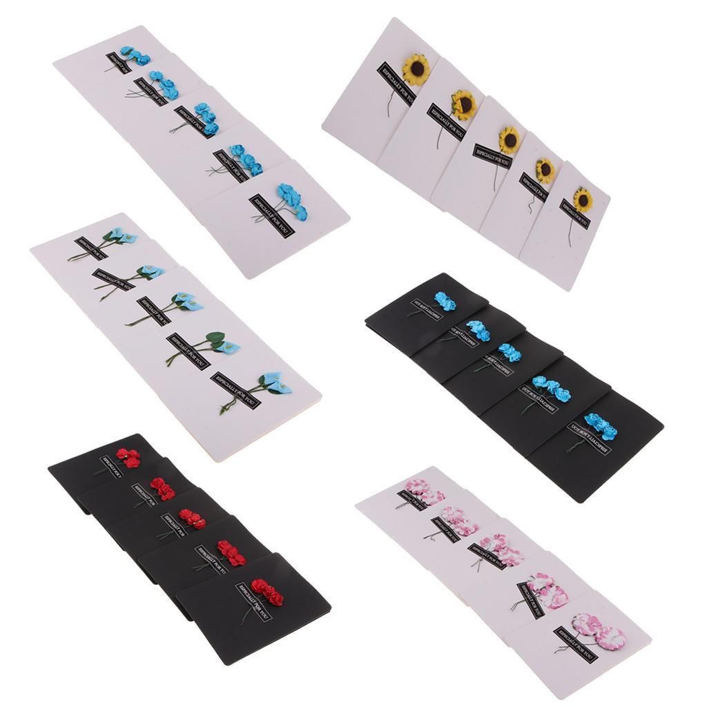 5 Pieces Handmade Greeting Cards Invitation Cards with Dried Flower Embellishments for Wedding Party, Graduation, Holiday, Birthday - 146 x 100mm