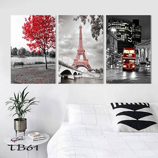 Bộ 3 tranh treo tường scandinavian Paris W269