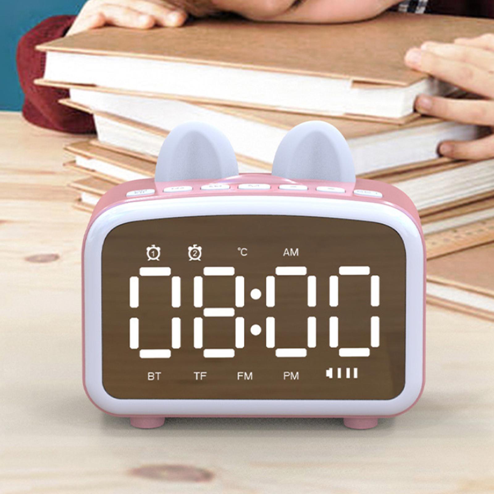 Clock Wireless Bluetooth Speaker Temperature Display for Bedside Pink