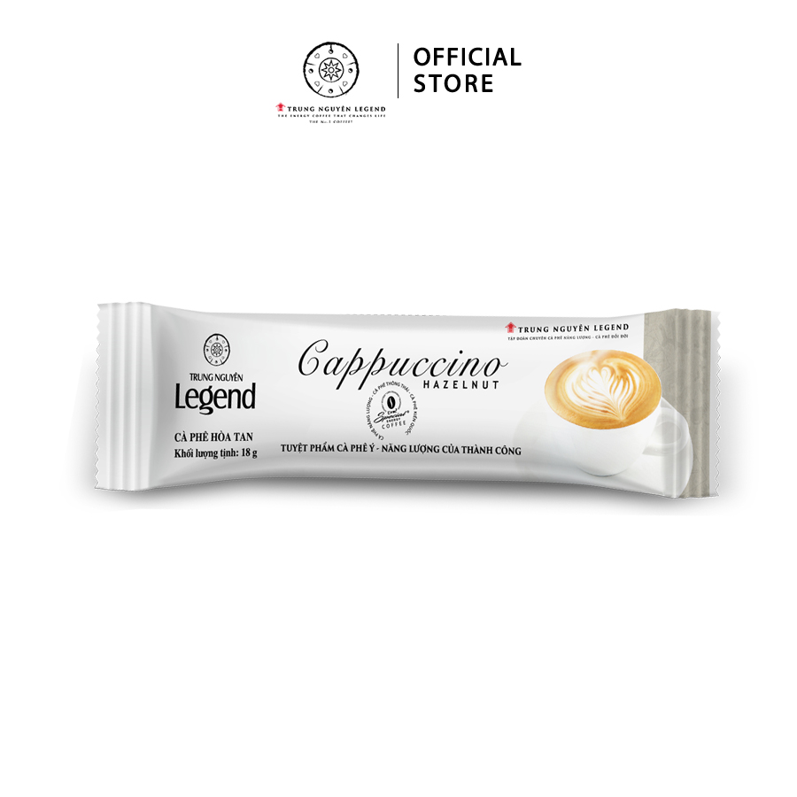 Trung Nguyên Legend - Cà phê hoà tan rang xay Cappuccino Hazelnut - Hộp 12 gói x 18gr