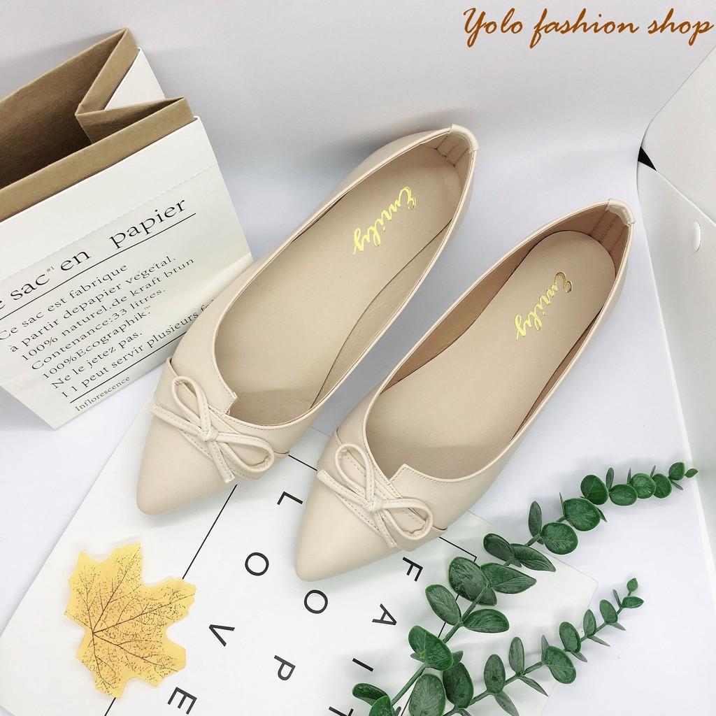 Hình thật-B8-Giày bệt búp bê nữ đính nơ hàng VNXK siêu mềm êm chân