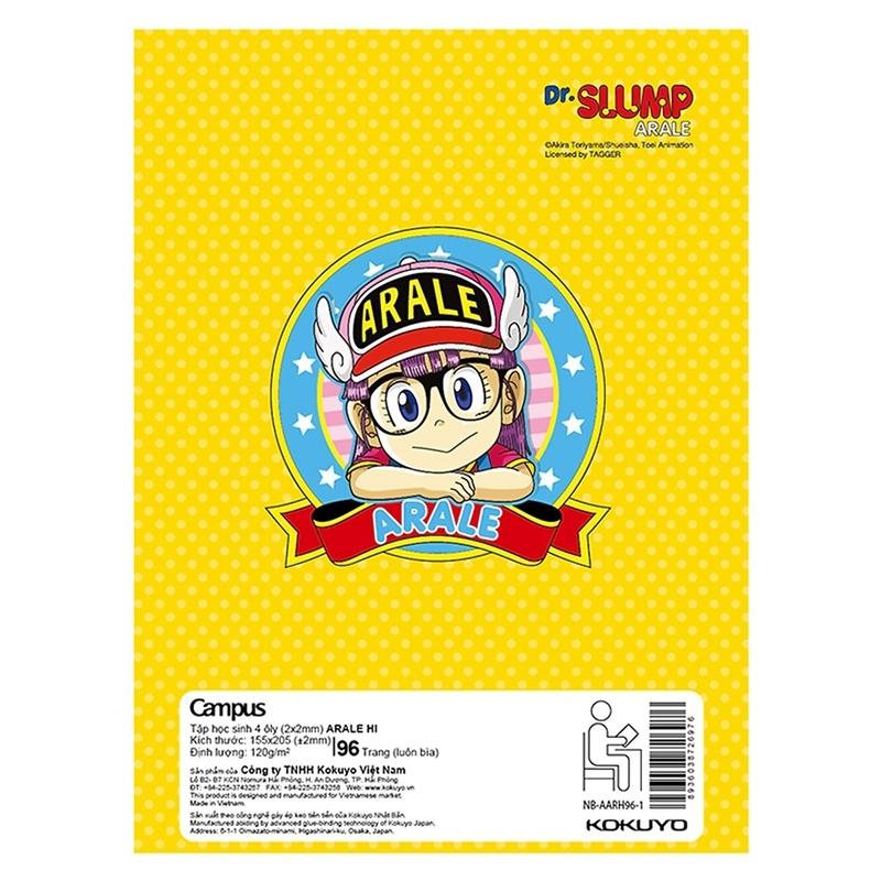 Vở Arale Hi - 4 Ô Ly 96 Trang ĐL 120g/m2 - Campus NB-AARH96 (Mẫu Màu Giao Ngẫu Nhiên)