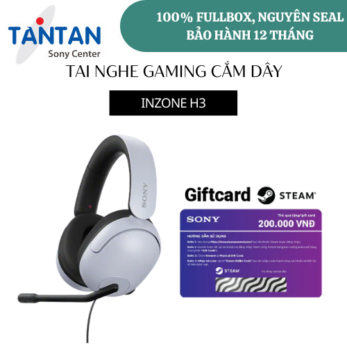 Tai nghe chơi game có dây Sony INZONE H3-Tần số âm trầm mạnh mẽ -Micro boom- Hỗ trợ âm thanh không gian 360 | Hàng Chính Hãng