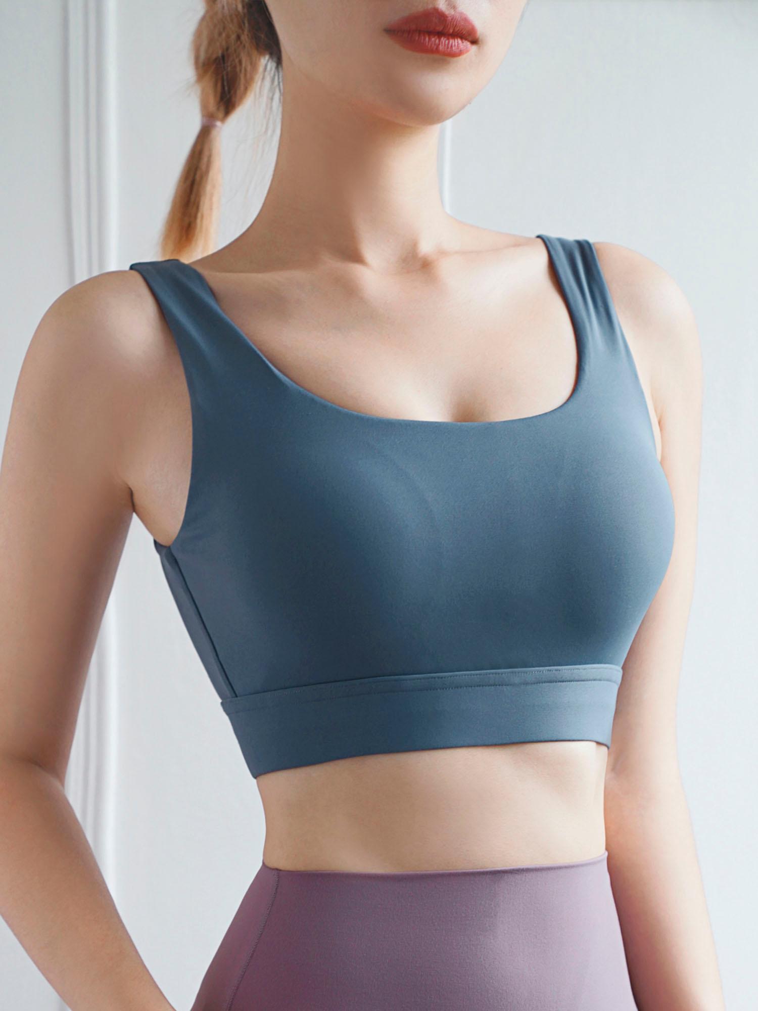Nữ Yoga Áo ngực Thể thao Cổ U Tập thể dục Chạy bộ Không dây Áo xe tăng Thông thường