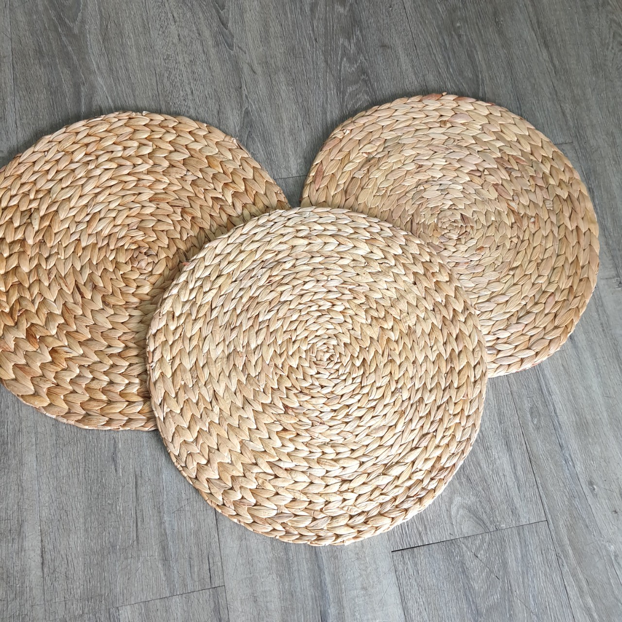 Thảm lục bình tròn D40cm tấm lót đan bằng bèo hay lục bình tự nhiên 100% làm lót, thảm, decor vintage