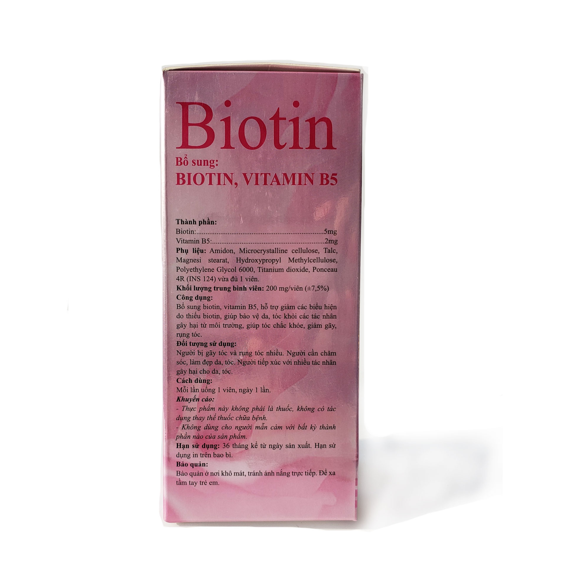 Viên uống bổ sung Biotin Vitamin B5 giúp bảo vệ da chăm sóc tóc Rostex Hộp 60 viên