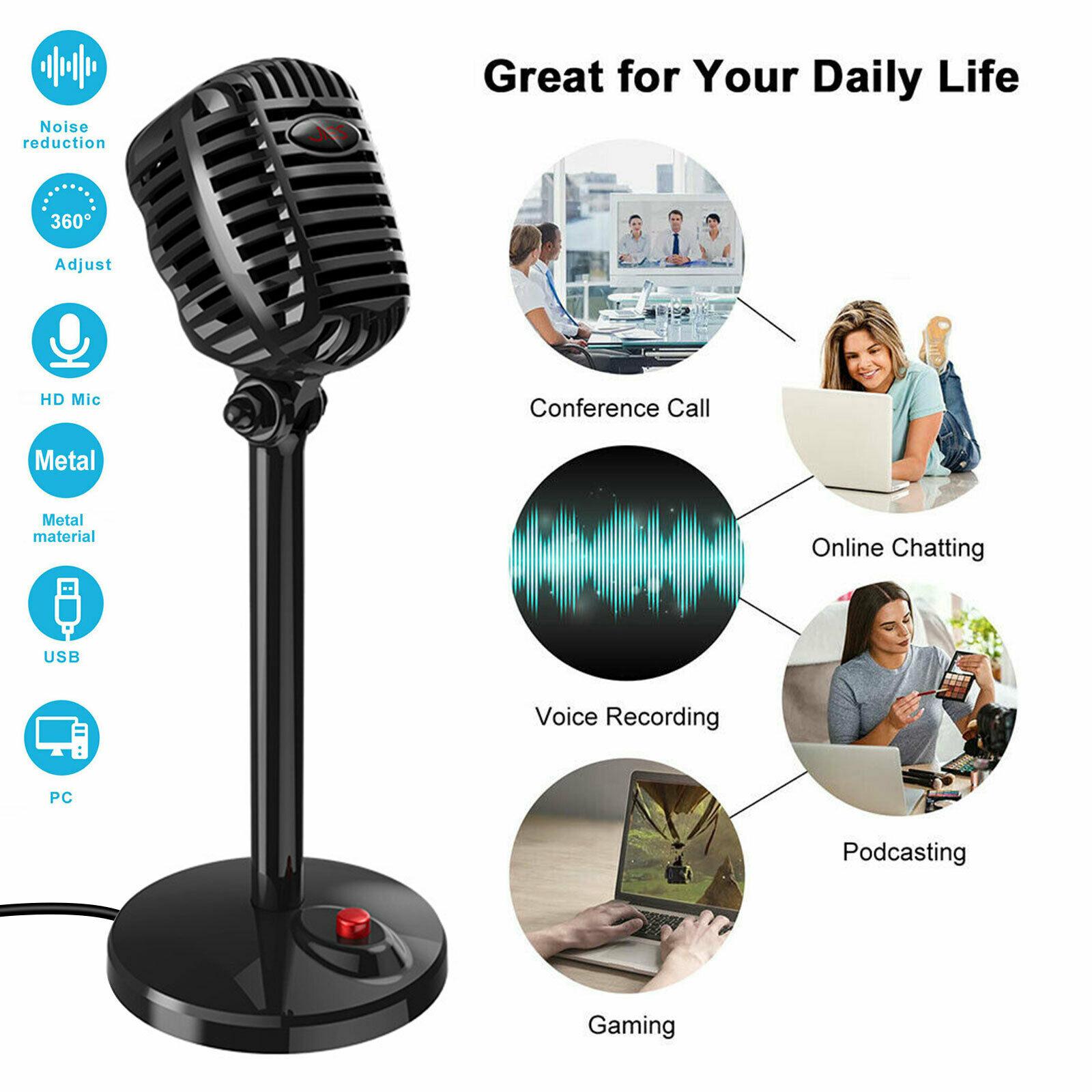 USB Microphone Omnidirectional Condenser Podcast PC Mic USB Plug and Play for Vocal, YouTube, Livestream, Recording and Studio