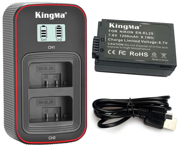 Pin sạc Kingma Ver 3 cho Nikon EN-EL25 (Sạc Type C siêu nhanh), Hàng chính hãng