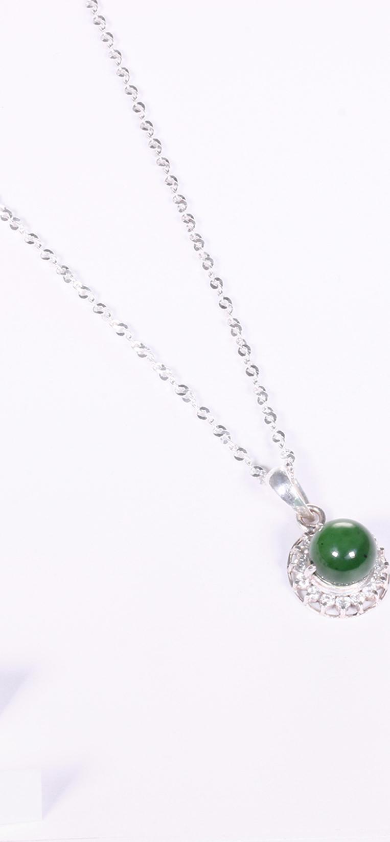 Mặt dây chuyền bạc hạt tròn đá ngọc bích mệnh hỏa, mộc - Ngọc Quý Gemstones