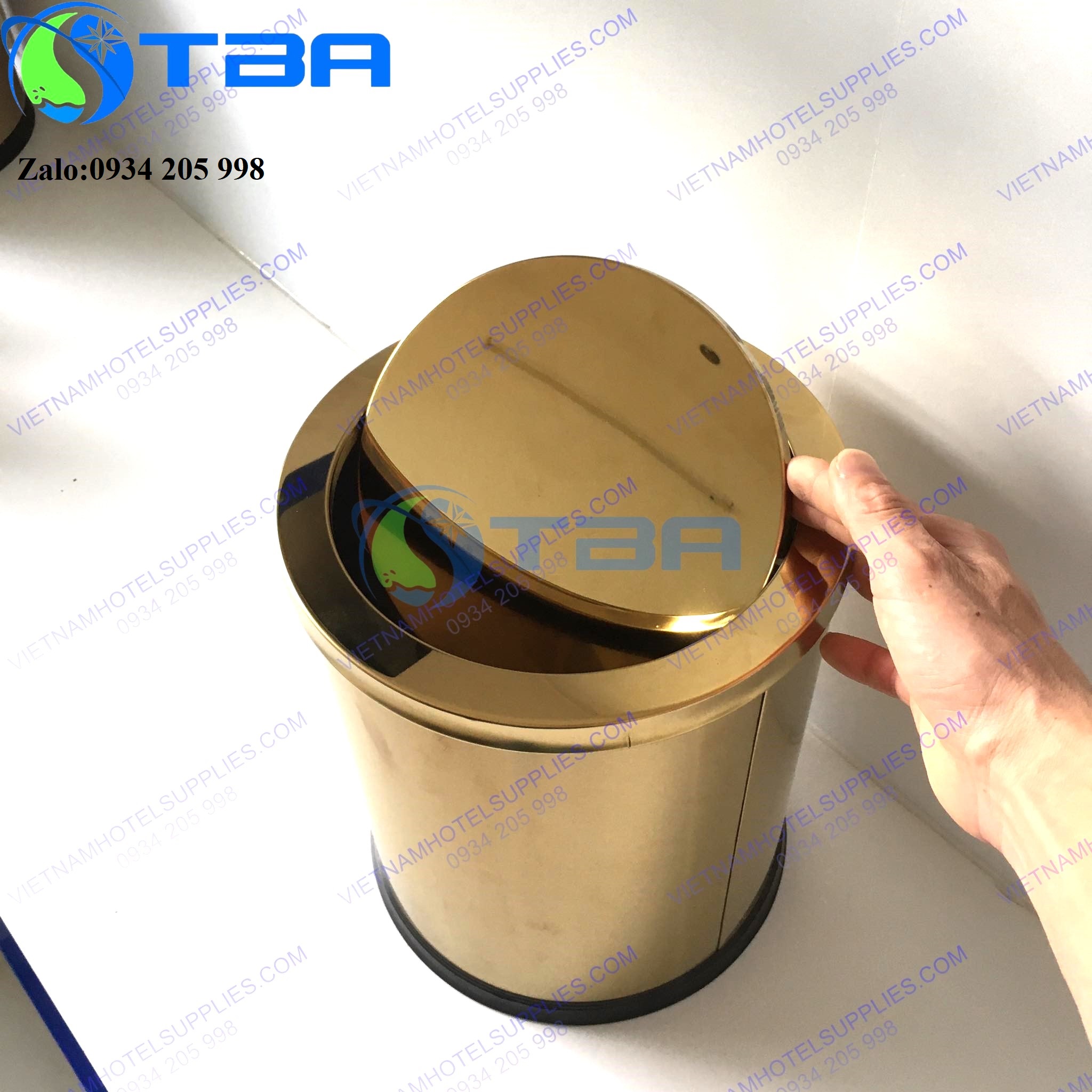 Thùng rác văn phòng inox mạ vàng nhập khẩu cao cấp