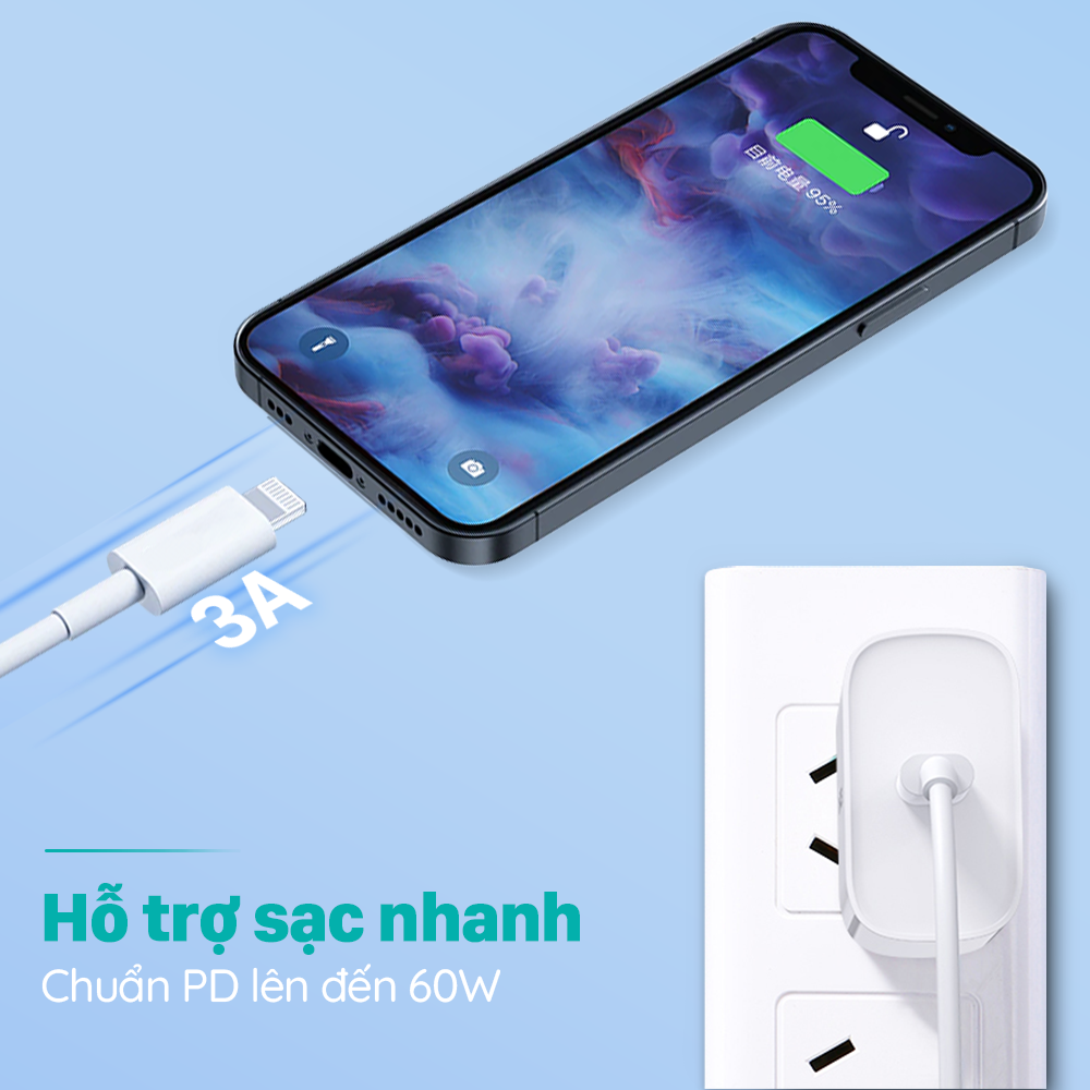 Dây sạc cho iPhone JUYUPU TL11 PD 20W cáp sạc nhanh cao cấp nguồn 3A Type C to Lightning phù hợp điện thoại IOS - HÀNG CHÍNH HÃNG