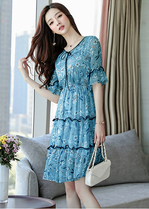 Đầm Voan Nữ Họa Tiết Đáng Yêu