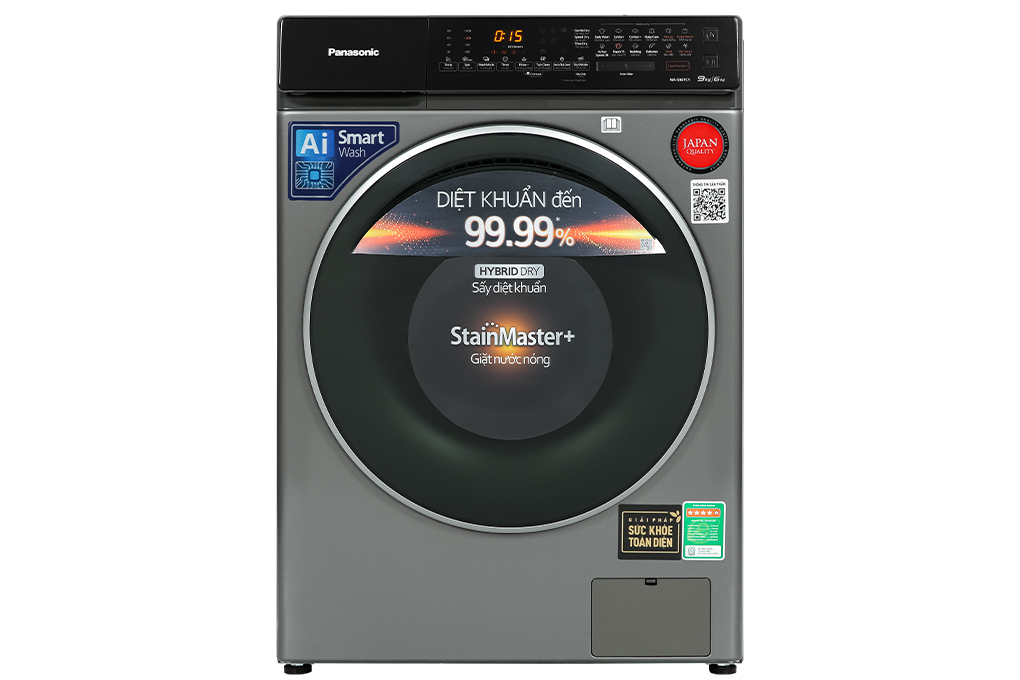 Máy Giặt Sấy Panasonic Inverter Giặt 9 kg - Sấy 6 Kg NA-S96FC1LVT - Hàng Chính Hãng - Chỉ Giao HCM