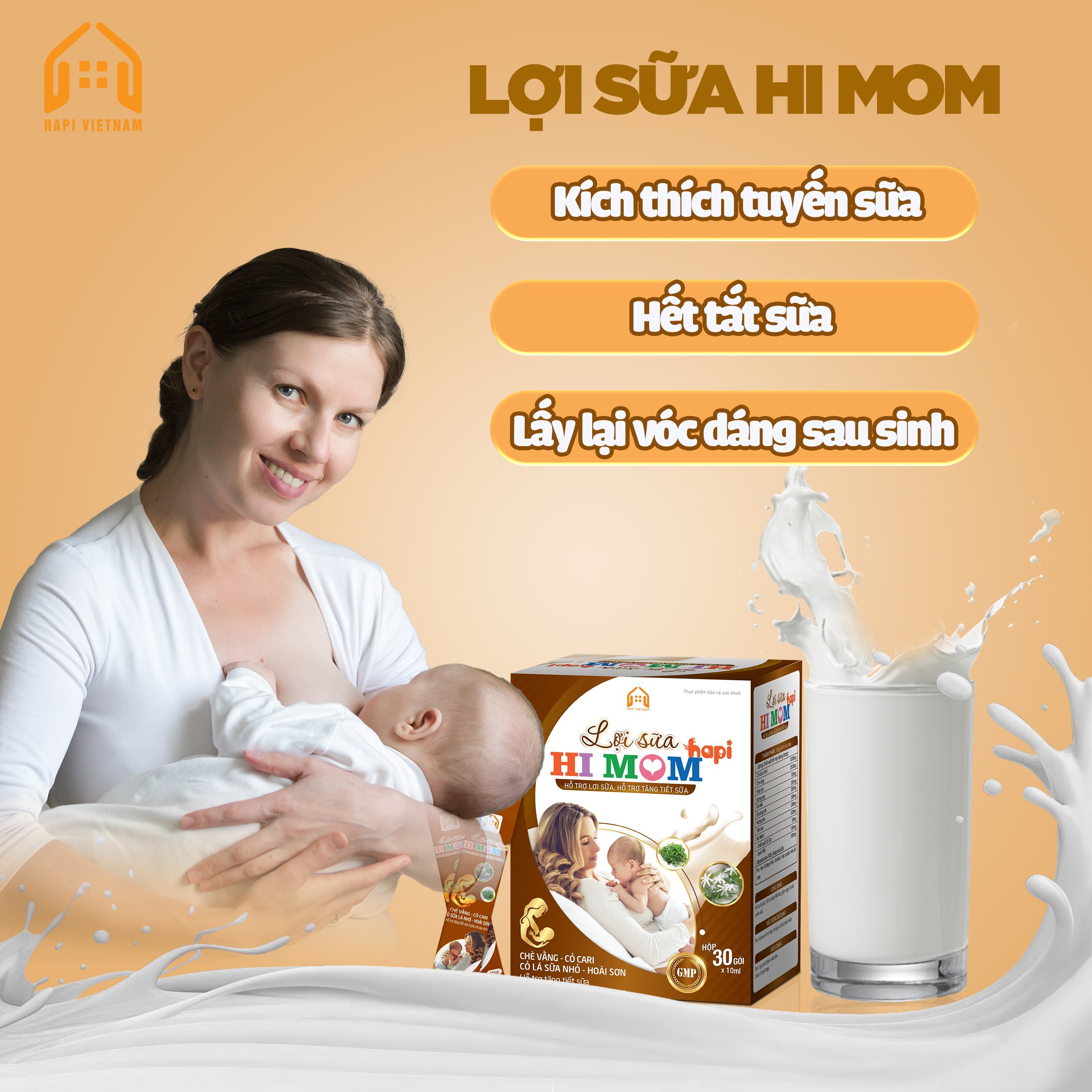 Lợi sữa Hi Mom Hapi - Sữa đặc hơn, thơm hơn, hỗ trợ tăng tiết sữa, giảm nguy cơ tắc tuyến sữa