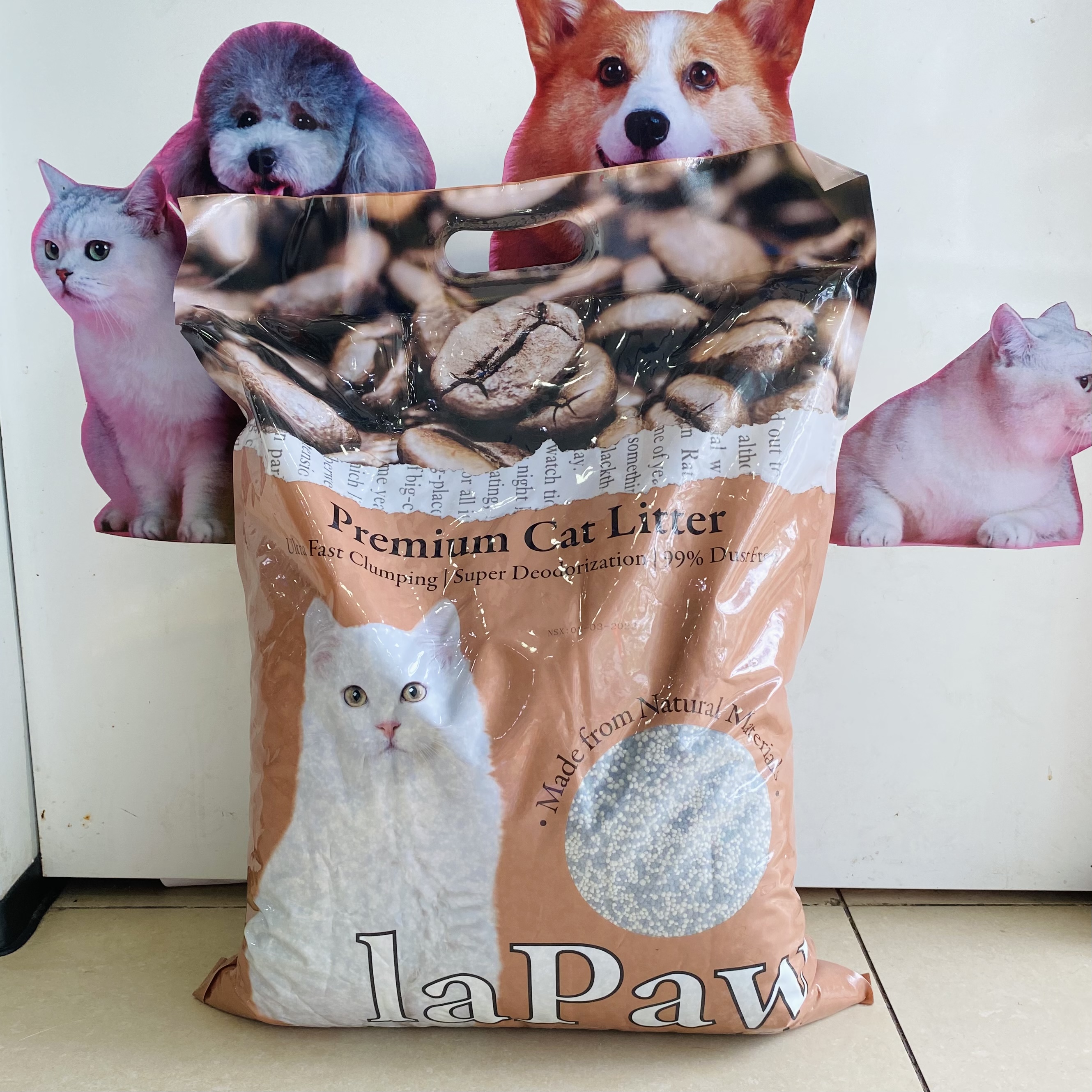 ￼Cát Đất Sét Mix Than Hoạt Tính Cho Mèo Thương Hiệu Lapaw 15l