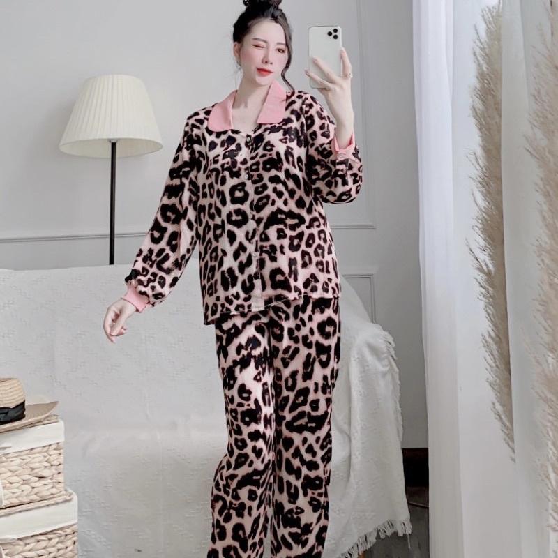 Đồ bộ nữ cổ sen tay dài, đồ bộ mặc nhà chất liệu mango size dưới 62kg