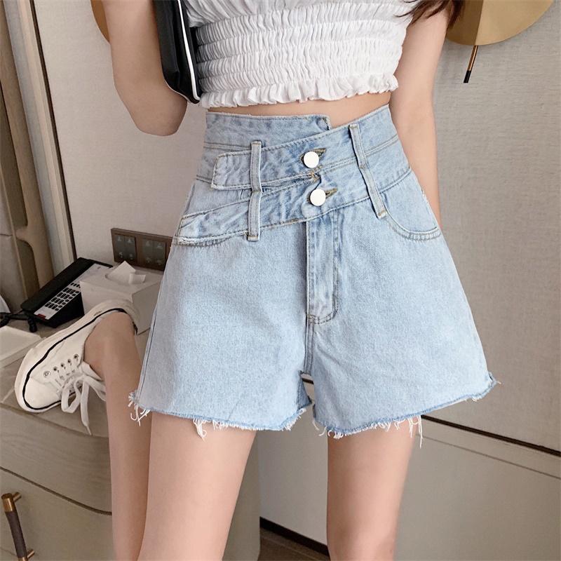 Quần sort chéo eo cao - Váy jean demi Size 4XL