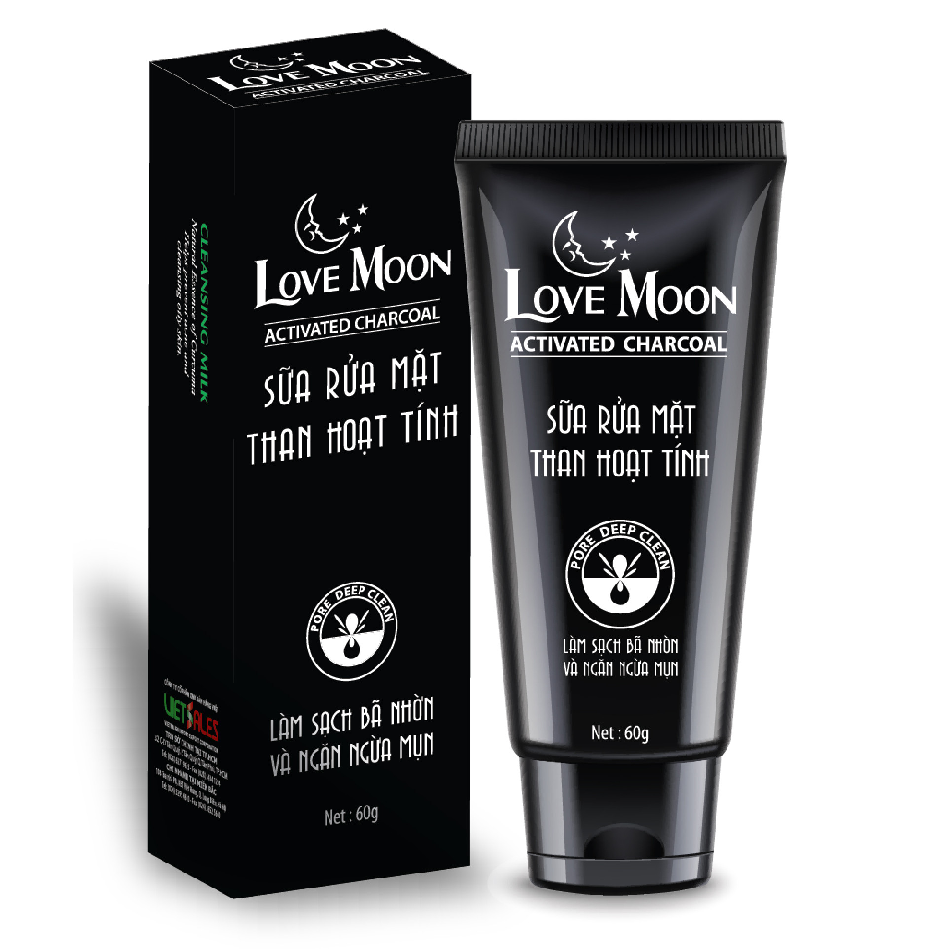 Sữa rửa mặt than hoạt tính Love Moon - Hộp 60g