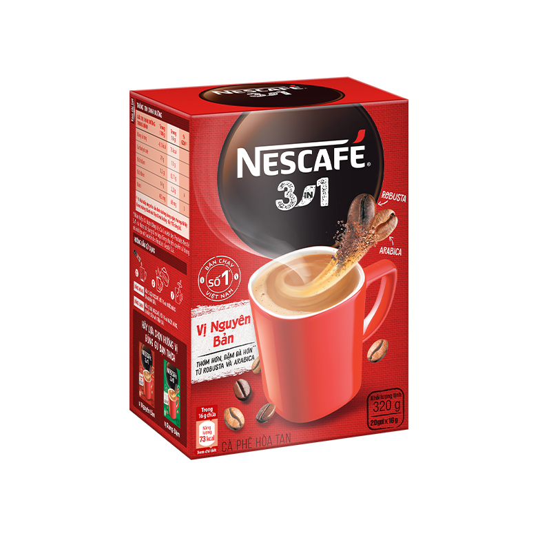 [Tặng Bộ bình ly Lumiarc 750ml & 200ml NESCAFE] Combo 4 Hộp NESCAFÉ 3IN1 Công thức cải tiến - VỊ NGUYÊN BẢN Hộp 20 gói