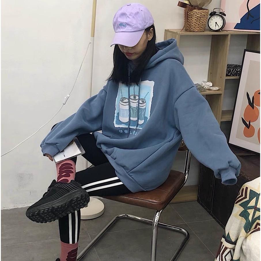  Áo hoodie nỉ unisex form rộng 3 Lon Nước nam nữ ulzzang Wind