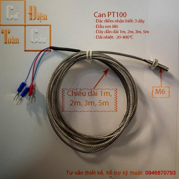 Can nhiệt Pt100, WRNT 01, WRNT 02, WRN 187, dây dài 1m, 2m, 3m, 5m
