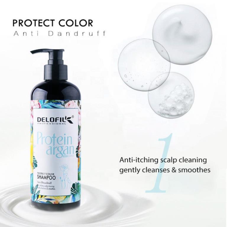 Dầu gội xả giữ màu tóc nhuộm lâu phai Delofil Protect Color 500ml + Gội xả gói Karseell 15ml