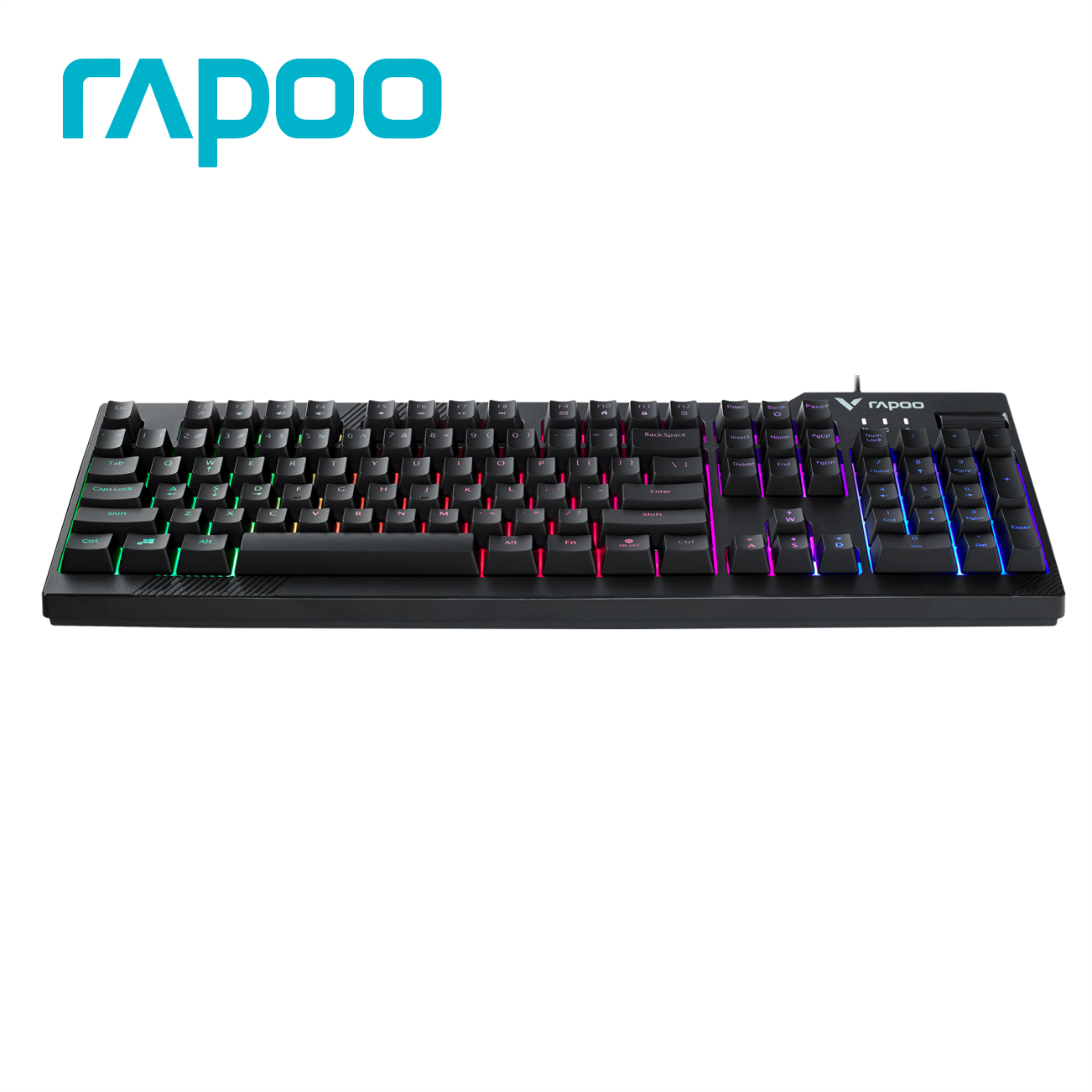 Bàn Phím Gaming RAPOO V50S Đèn Nền 7 Màu, Dây Cắm USB Dài 1.45M - Hàng chính hãng