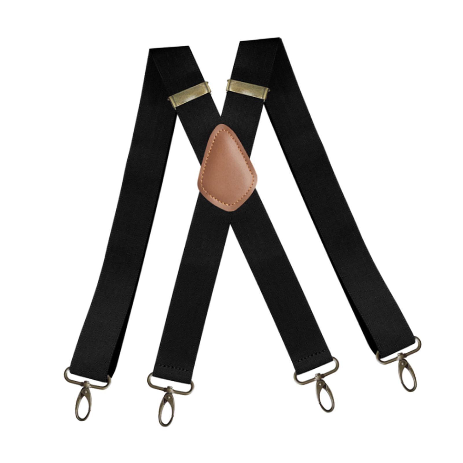 Suspenders for Men Elastic Straps Trouser 4 Clips x Shaped 3.5cm Wide