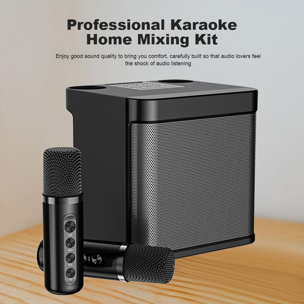 100W chuyên nghiệp Karaoke micrô kép loa bluetooth không dây stereo không dây stereo subwateo hỗ trợ gia đình karaoke hỗ trợ Color: White