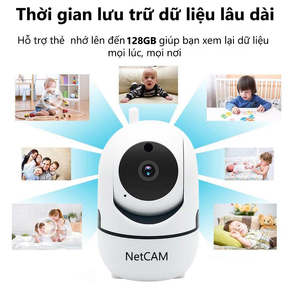 Camera IP WiFi NetCAM NR02 trong nhà, độ phân giải 2MP, Quay quét 360 độ, Đàm thoại 2 chiều, Theo dõi chuyển động - Hàng chính hãng