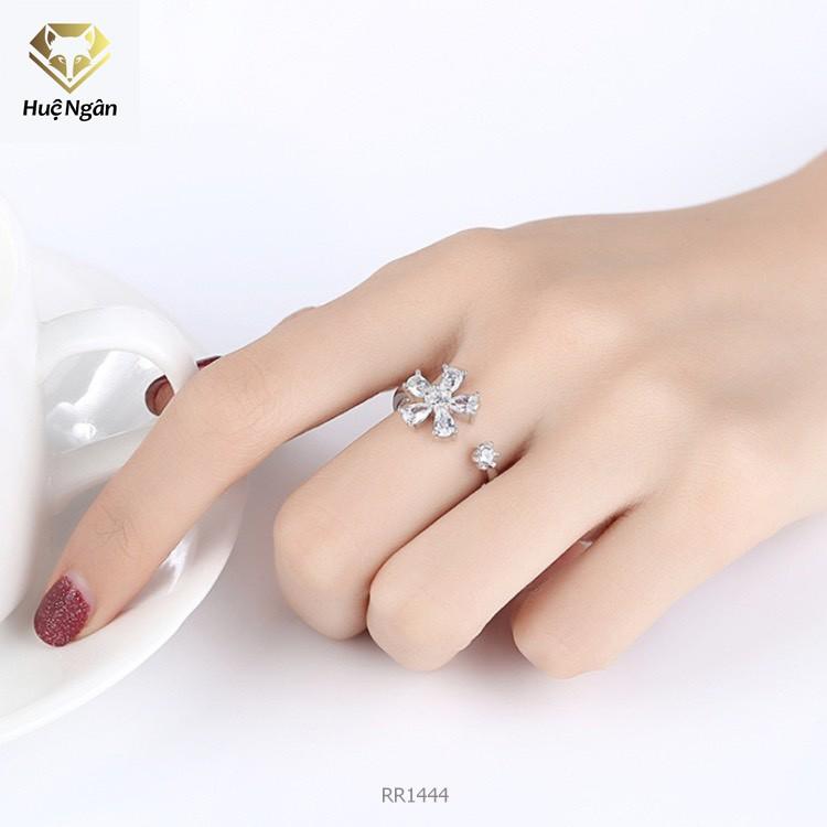 Nhẫn bạc Ý 925 Huệ Ngân - Hoa đá free size RR1444
