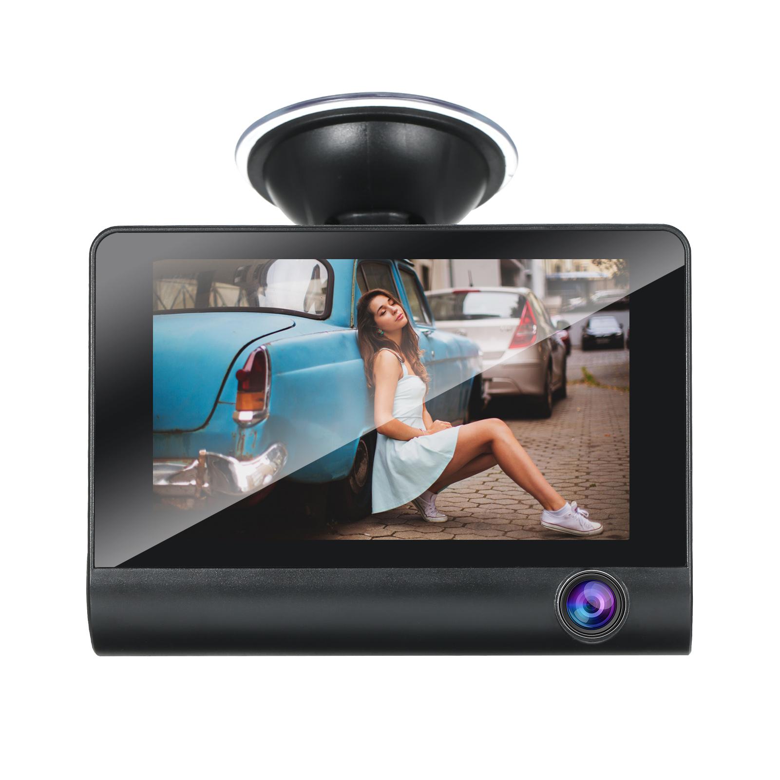 1080P Full HD Dash Cam with 4 Inch IPS Screen Front and Rear Dual Dash Camera Driving Recorder