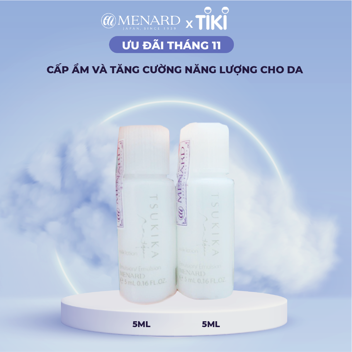 [HB GIFT] Combo cấp ẩm cho da Menard Tsukika Lotion Sample  và Tsukika Milk Lotion Sample