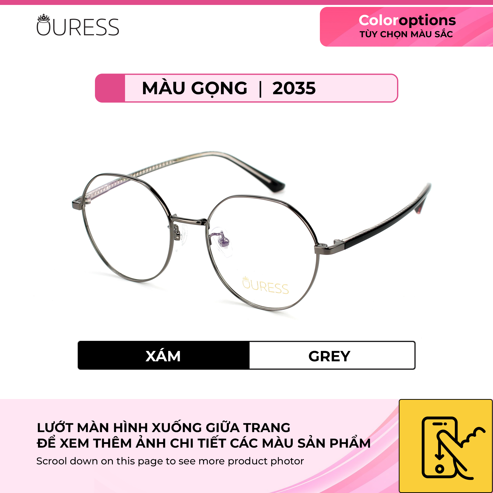 Gọng kính cận 2035 2018 chất liệu titan thời trang mắt kính OURESS nam nữ siêu nhẹ siêu bền