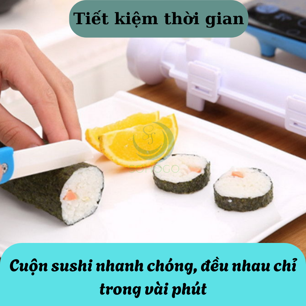 Ống Nén Sushi Thông Minh Kèm Thảm Cuộn Dụng Cụ Làm Sushi Siêu Nhanh - Combo Ống &amp; Mành Cuộn