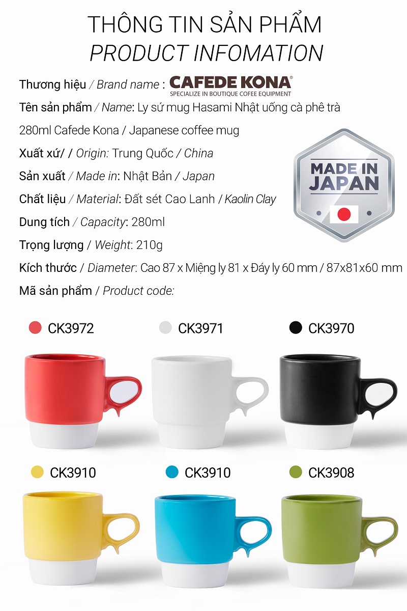 Combo pha cà phê V60 sứ Hasami Japan Cadefe Kona