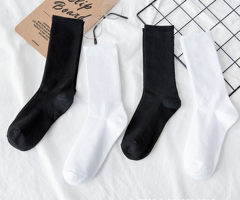 Set 5 Đôi Tất Cao Cổ Unisex Bèo Nhún Gân Tăm Style Thanh Lịch