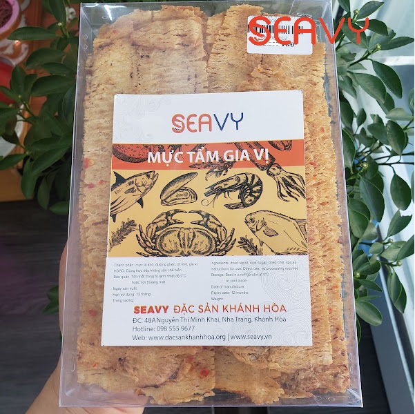 Đặc Sản Nha Trang -️ Mực Tẩm Gia Vị Nha Trang Từ Mực Lá Cay Nhẹ, Thơm Ngon, Size Nhỏ Seavy Gói 500g ️