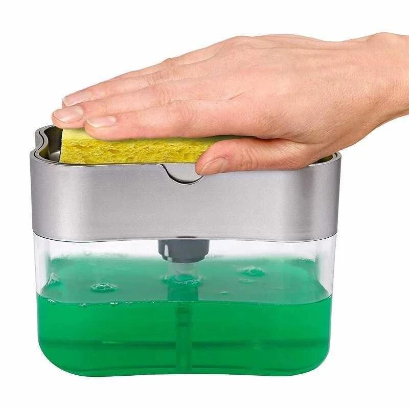 Dụng Cụ Đựng Nước Rửa Chén Và Miếng Bọt Biển Dạng Bơm, Xịt Đa Năng 2in1 - Hàng Chất Lượng