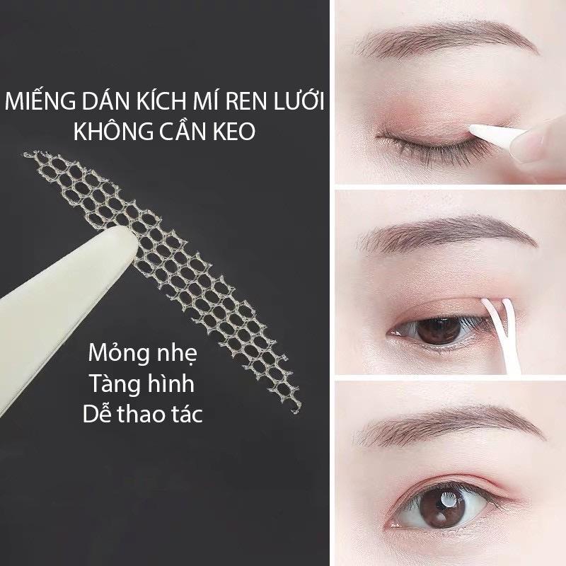 Dán mí, kích mí lưới ren siêu mỏng, tàng hình sẵn keo dùng với nước