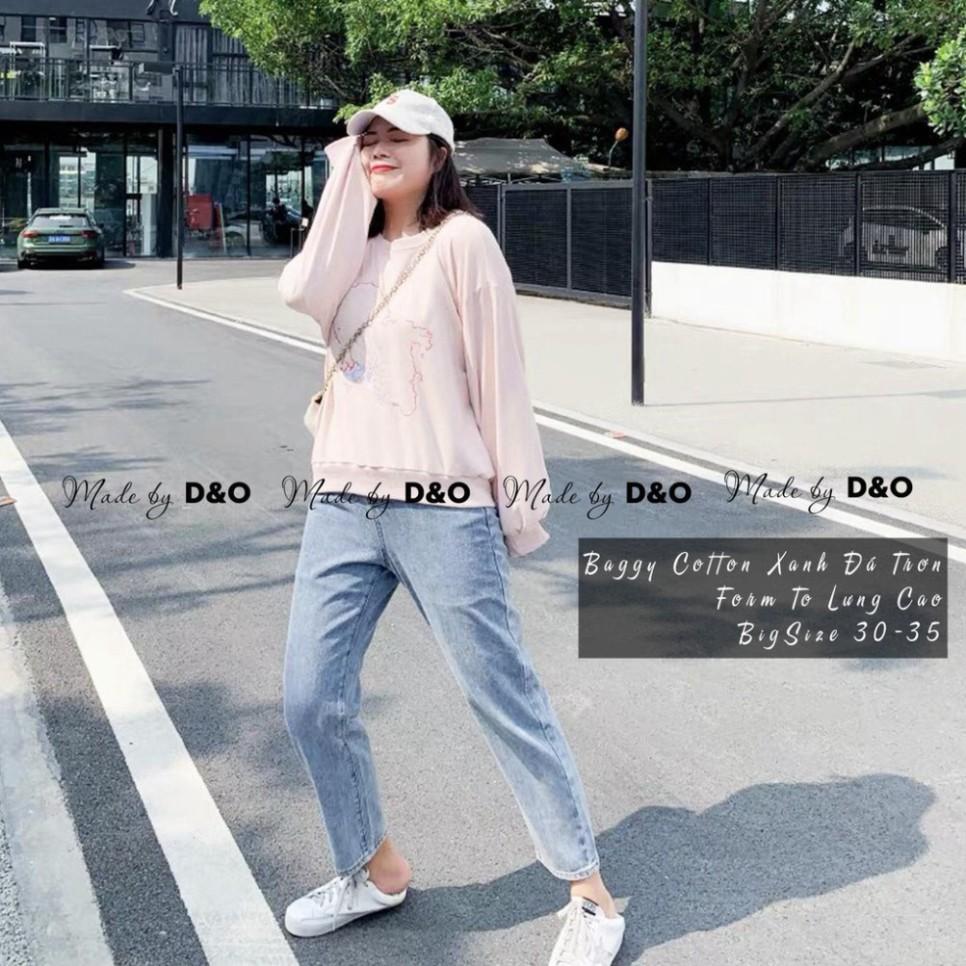 Quần Jeans Baggy QJ001 BIGSIZE Rách 1 Đùi Đậm / Nhạt - Lưng Cao - Siêu tôn dáng - Không Giãn