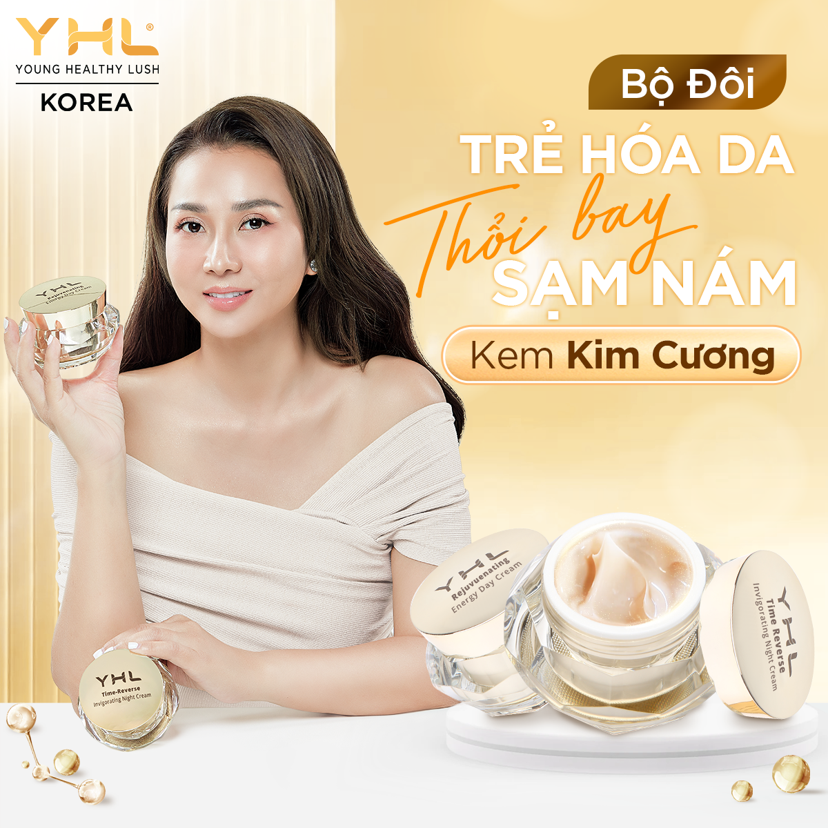 Kem kim cương dưỡng trắng da mờ nám YHL Hàn Quốc