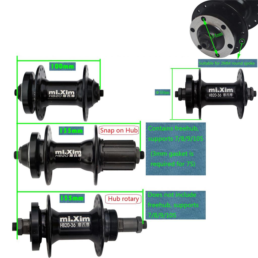Bike Disc Brake Hubs Front Rear Bearings Hub Set w/ Lever 32H Cassette Hubs
