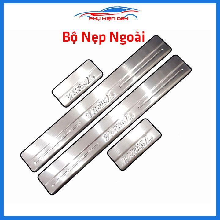 Bộ ốp bậc cửa trong ngoài nẹp bước chân Yaris 2019-2020 Inox chống trầy trang trí xe