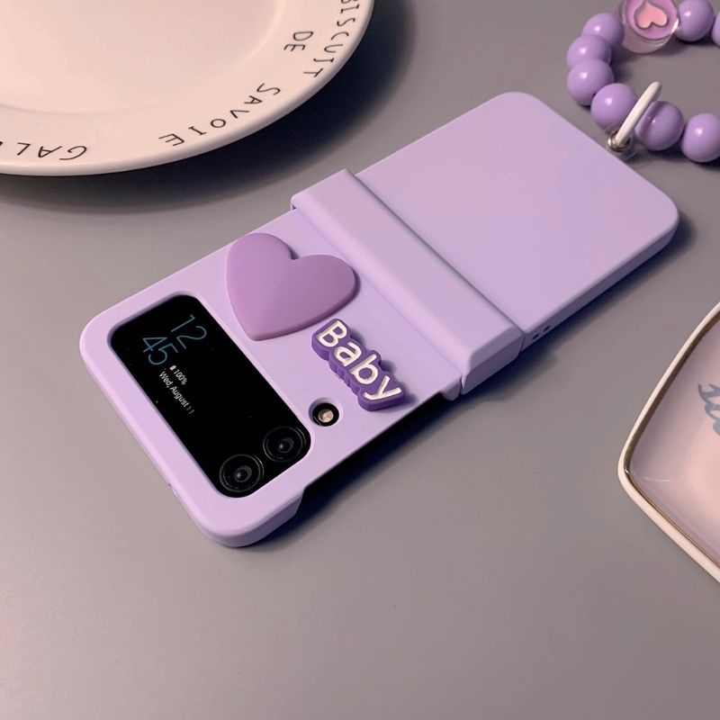 Ốp lưng cho samsung Zflip4 - Z Flip4 - Z flip4 tím dễ thương
