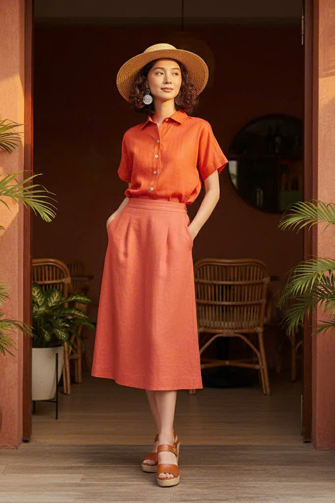 Áo Sơ Mi Linen Thổ, Áo Sơ Mi Linen Ngắn Tay thời trang thiết kế Hity Top204