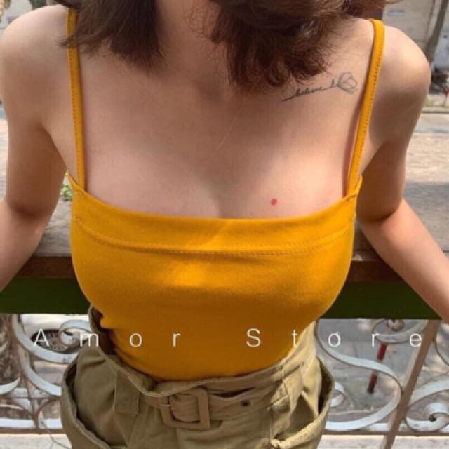 Áo 2 Dây Croptop ️Áo 2 Dây Sexy Chất Liệu Cotton Siêu Co Giãn -Vi deo Kèm Ảnh Thật ️