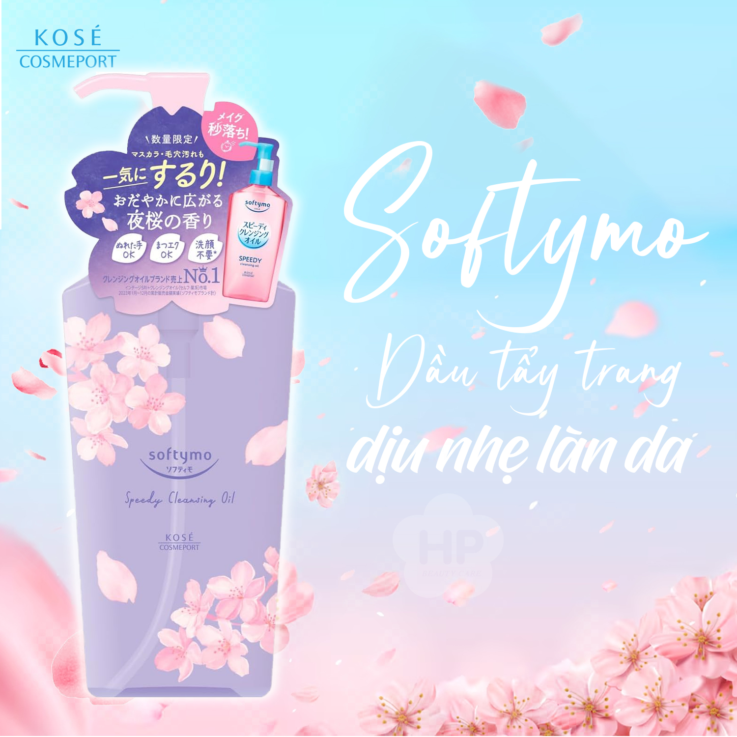 Dầu Tẩy Trang Làm Dịu Nhẹ Làn Da Hương Hoa Anh Đào Kose Softymo Speedy Cleansing Oil (240ML)