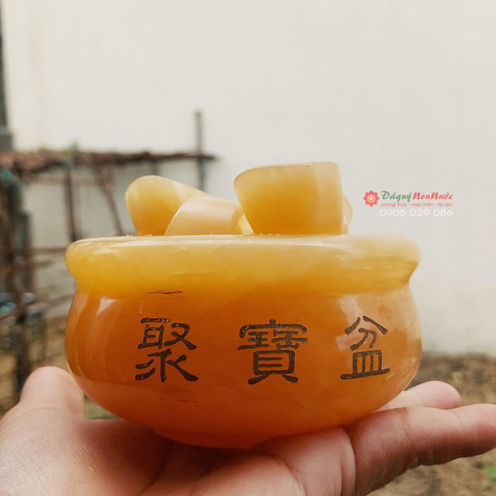 Hũ vàng tài lộc phong thủy đá Ngọc hoàng long đá Non Nước