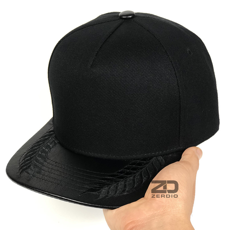 Mũ lưỡi trai hiphop, nón snapback nam nữ lưỡi da màu đen cao cấp - SN96